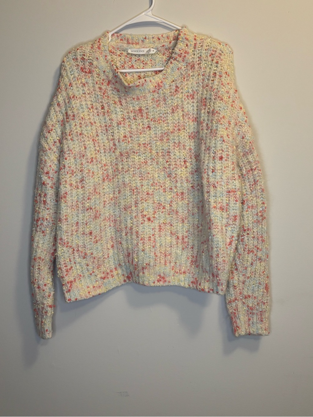Altar'd State Cream Sweater with Pink & Yellow Speckles